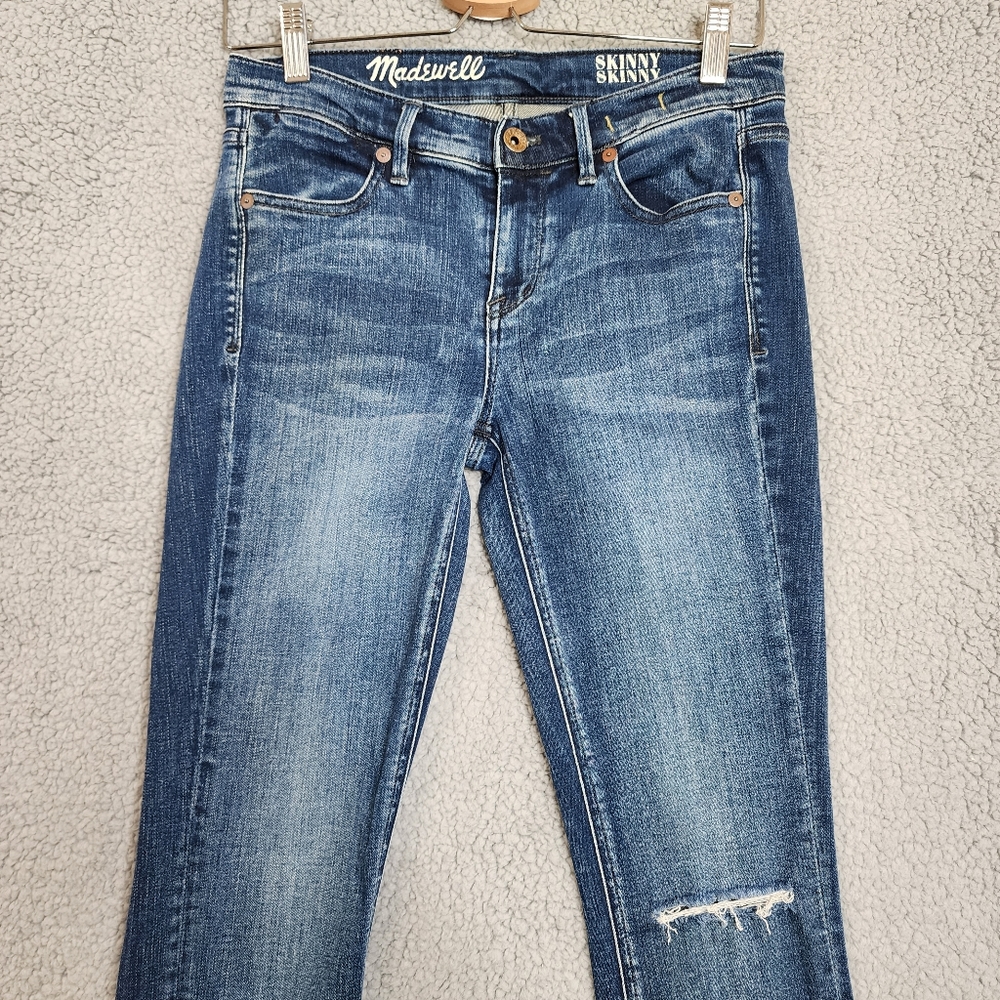 MADEWELL Skinny 26x32 Cotton Medium Wash Low Rise Distressed Jeans
